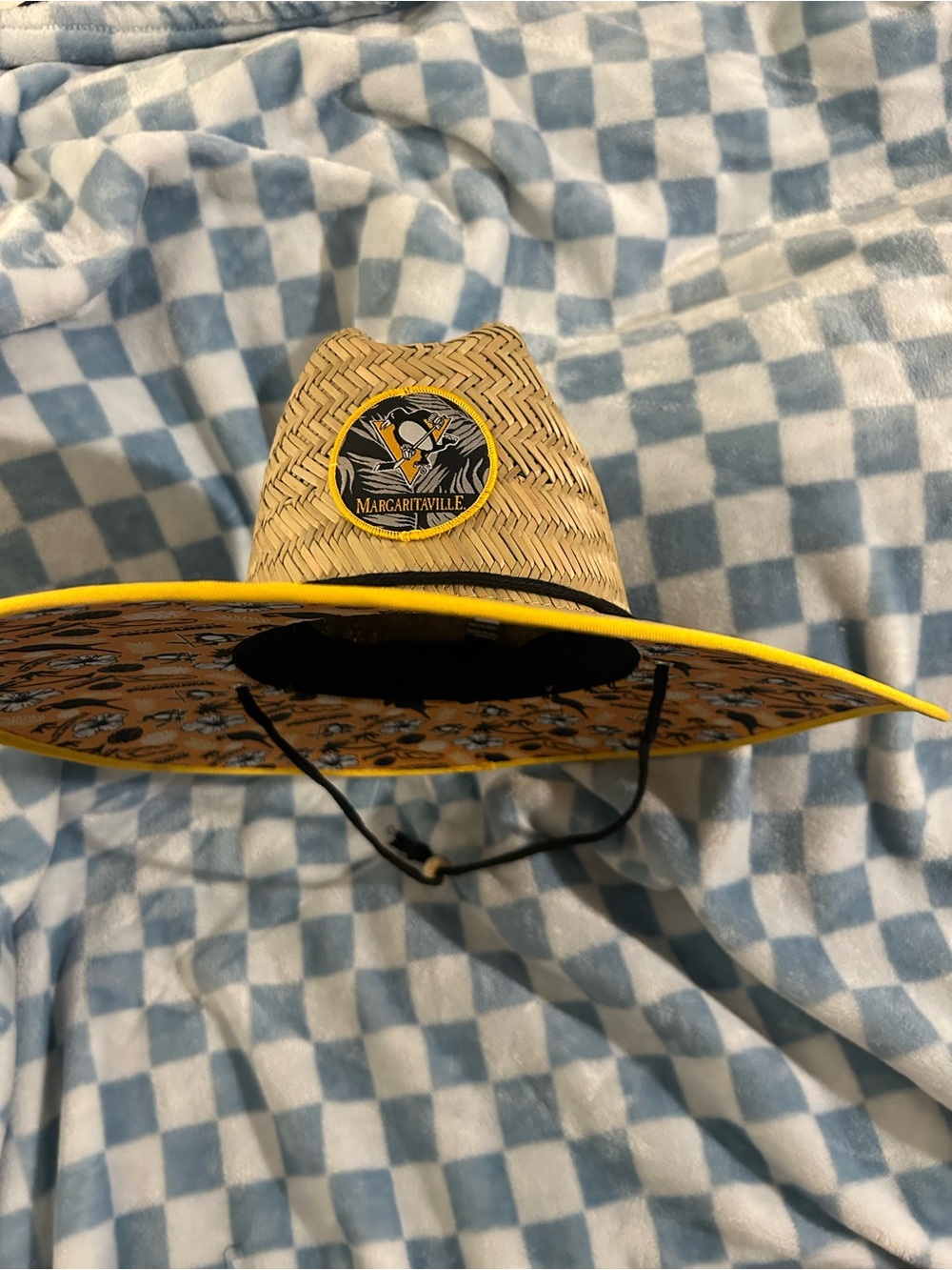 Pittsburgh Penguins Margaritaville Straw Sun Hat with Yellow Trim